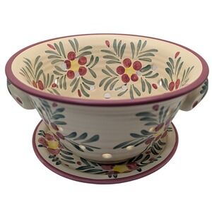 New Debco Berry Colander Strainer Under Plate Pink Hand Painted Vintage Eight In